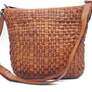 Vilenca Holland LeatherWoven Crossbody Bag purse zip large